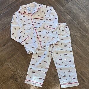 Petite Plume Kids Holiday Train Print Pajamas